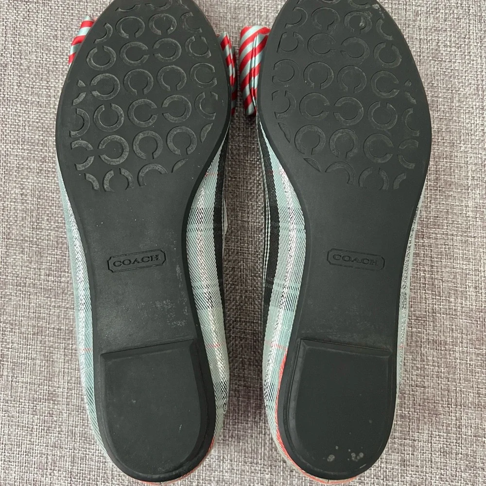 EUC Coach Cambria Plaid Bow Ballet Flats 6 - Picture 6 of 7